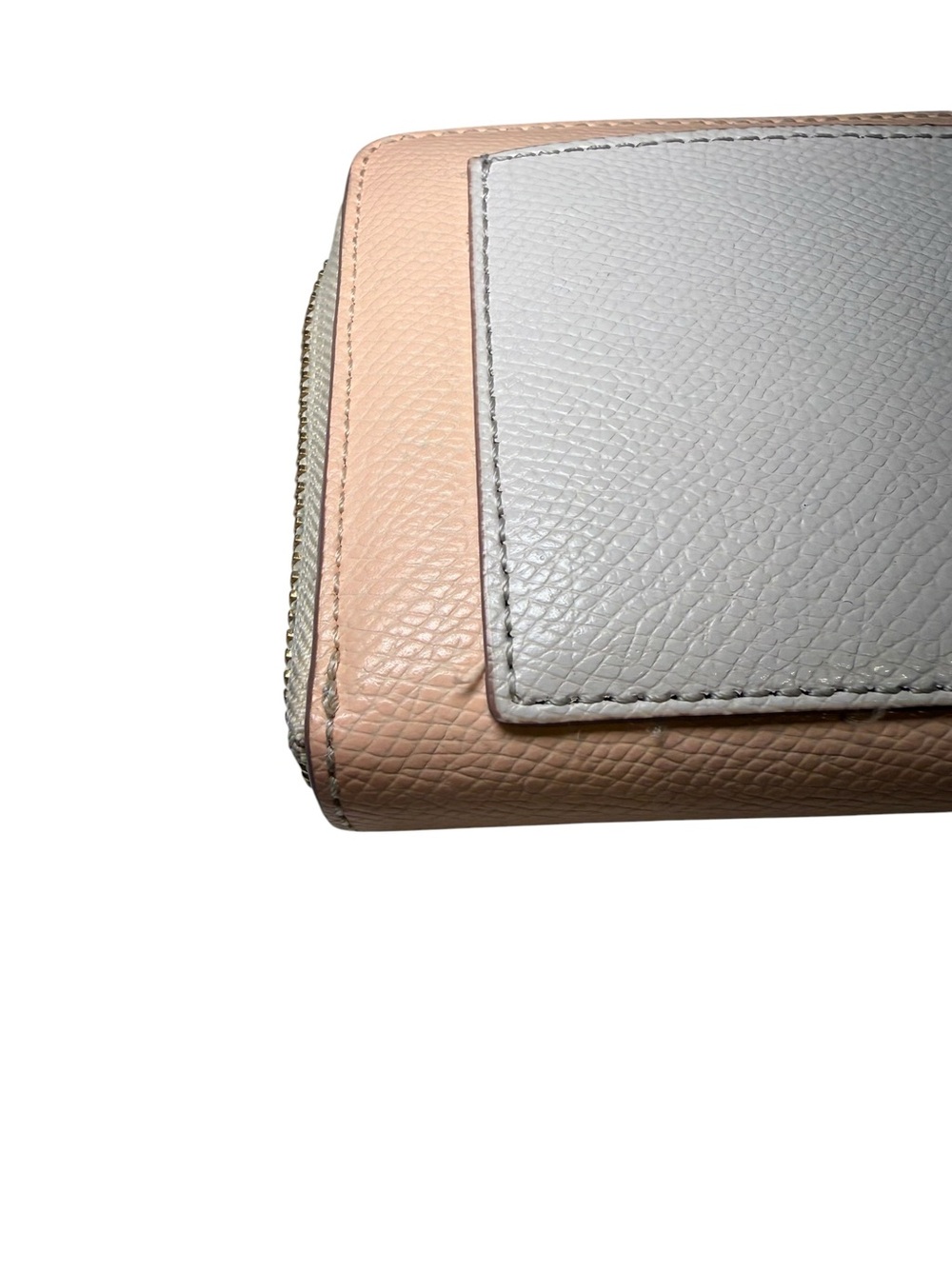 Coach Accordion Zip Wallet in Colorblock Pebble Leather - Pink / Light Gray - Picture 9 of 13